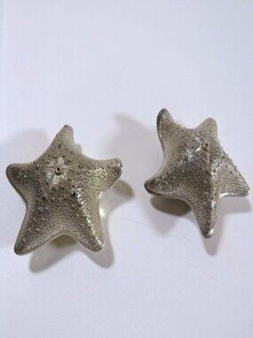 Lenox Starfish Salt & Pepper Shakers Silver Tone Nautical Coastal Decor